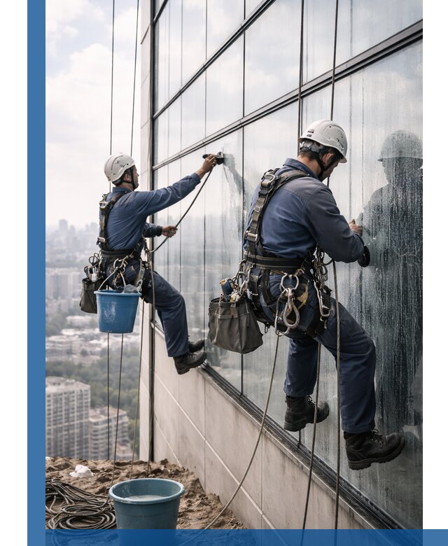 Профессиональная мойка фасадных окон альпинистами в Ефремах