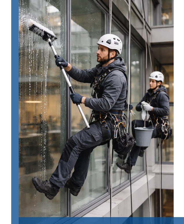 Профессиональная мойка витражей промышленными альпинистами в Ефремах