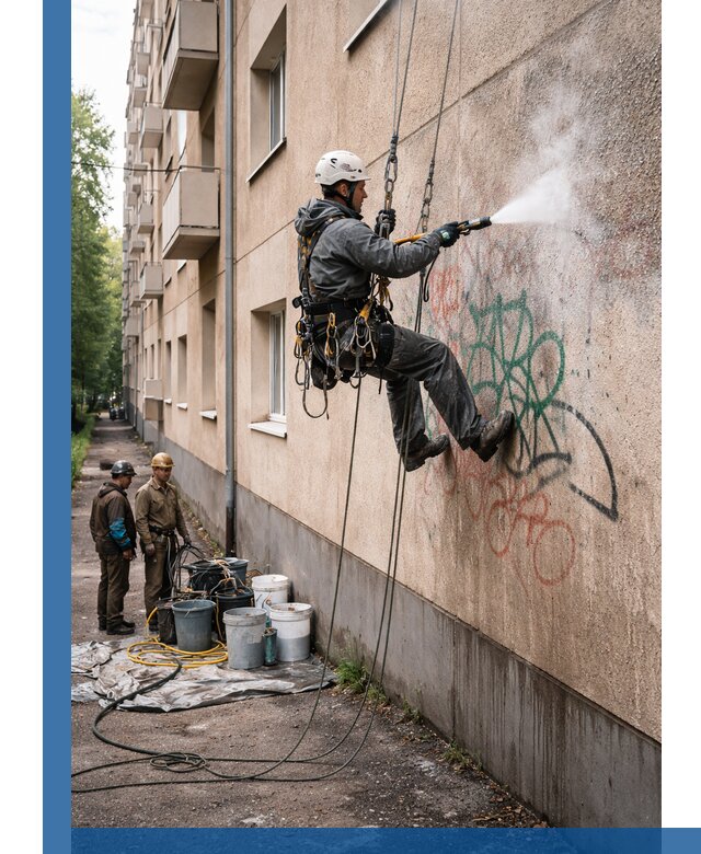 Удаление граффити с фасада в Ефремах без следов и повреждений