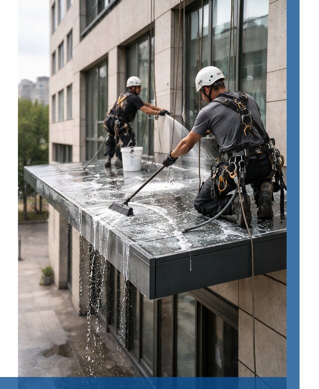 Мойка козырьков и навесов в Ефремах от 3586 р. | ВЫСОТНИК-Фрм