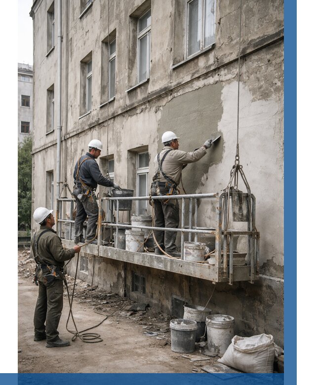 Капитальный ремонт фасада в Ефремах от 4303 р. | ВЫСОТНИК-Фрм