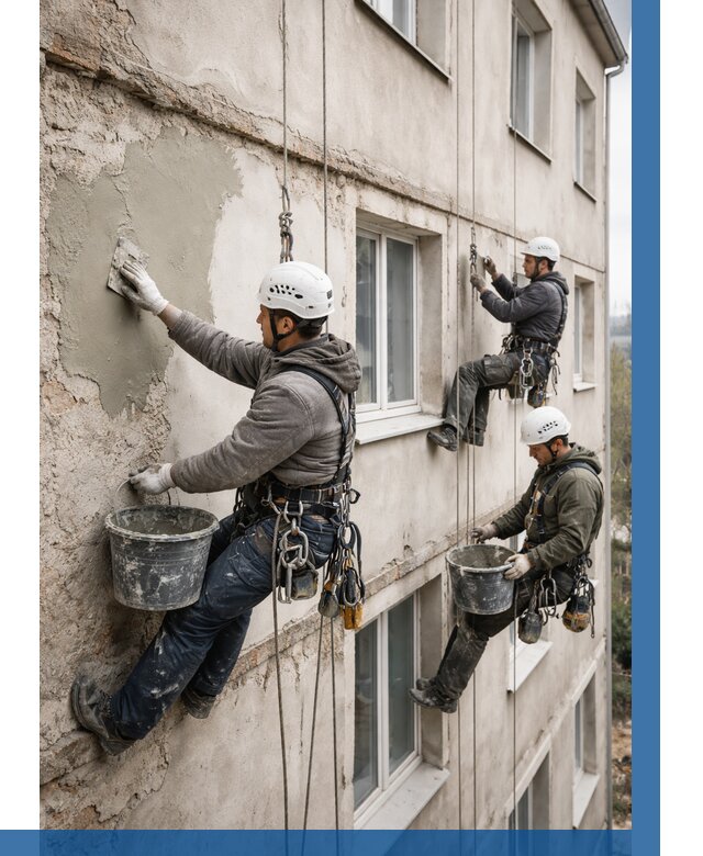 Ремонт штукатурного фасада в Ефремах от 768 р. под ключ | ВЫСОТНИК-Фрм