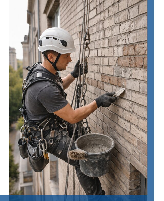 Ремонт кирпичной кладки фасада в Ефремах от 1844 р. | ВЫСОТНИК-Фрм