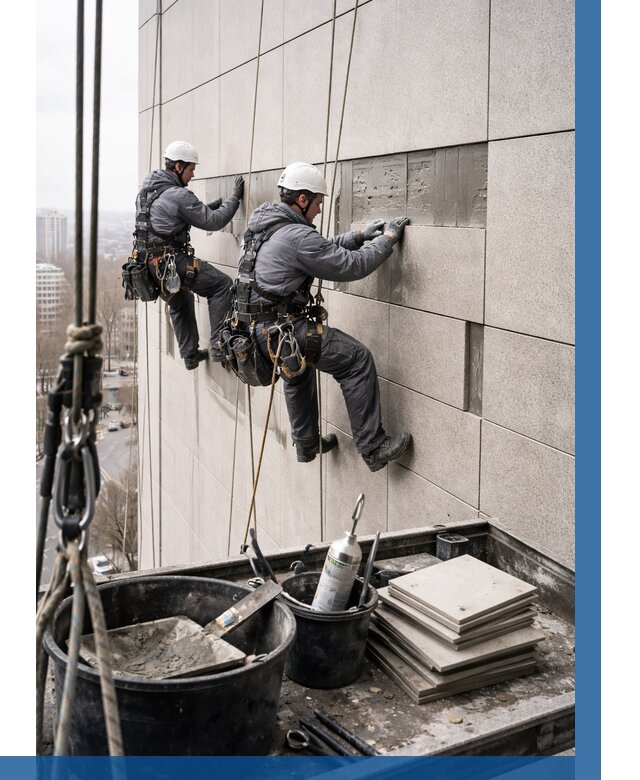 Ремонт фасада из керамогранита в Ефремах от 2561 р. | ВЫСОТНИК-Фрм