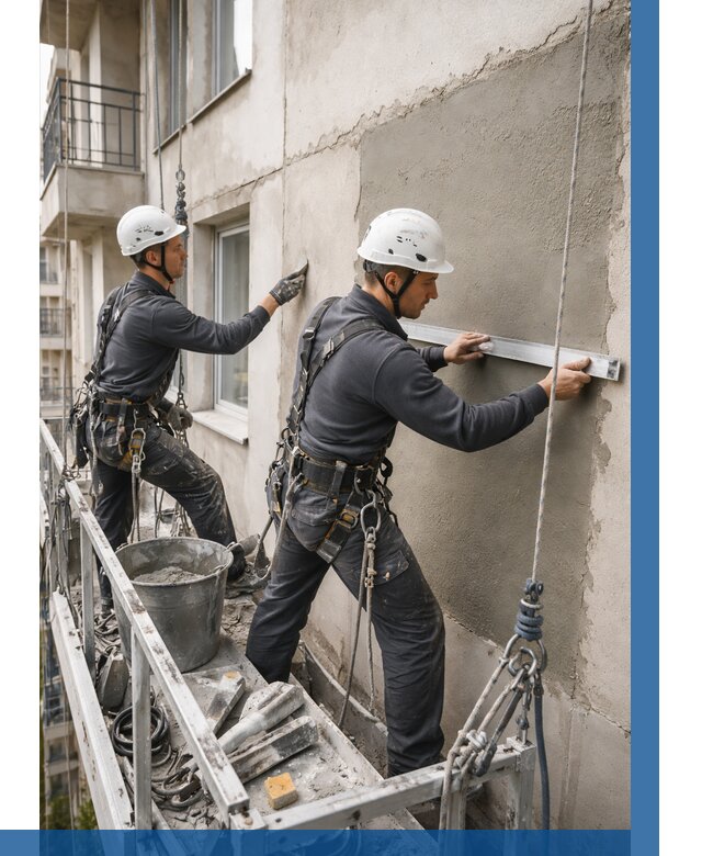 Штукатурка фасада на высоте в Ефремах от 922 р. | ВЫСОТНИК-Фрм