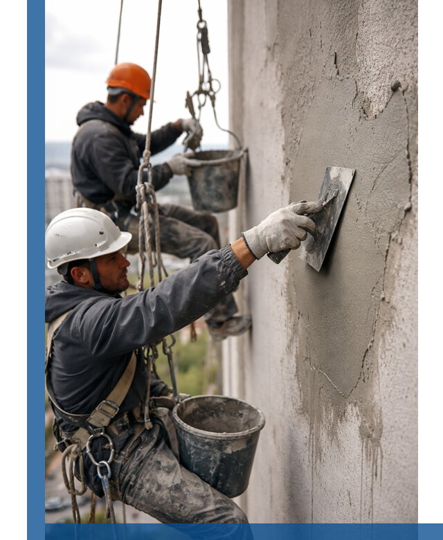 Штукатурка фасада на высоте в Ефремах профессиональные работы