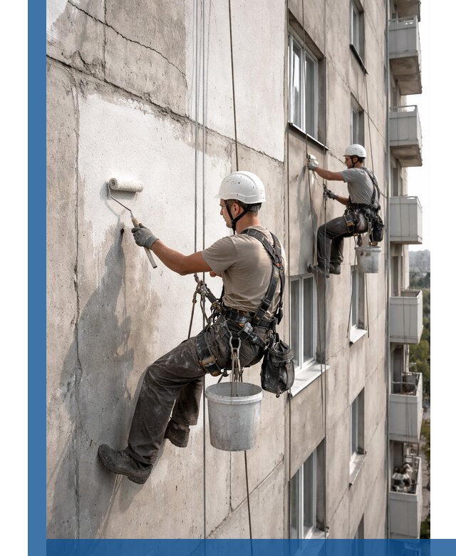 Покраска бетонного фасада в Ефремах для жилых и промышленных объектов