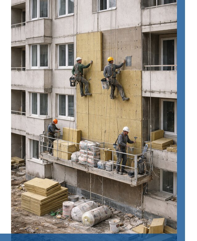 Утепление фасада минватой в Ефремах от 1537 р. | ВЫСОТНИК-Фрм