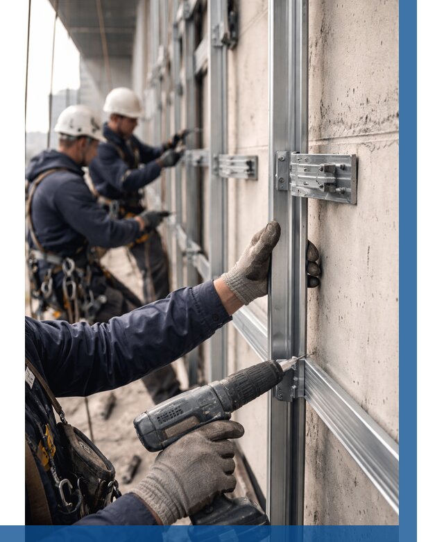 Монтаж подсистемы вентфасада в Ефремах от 871 р. | ВЫСОТНИК-Фрм