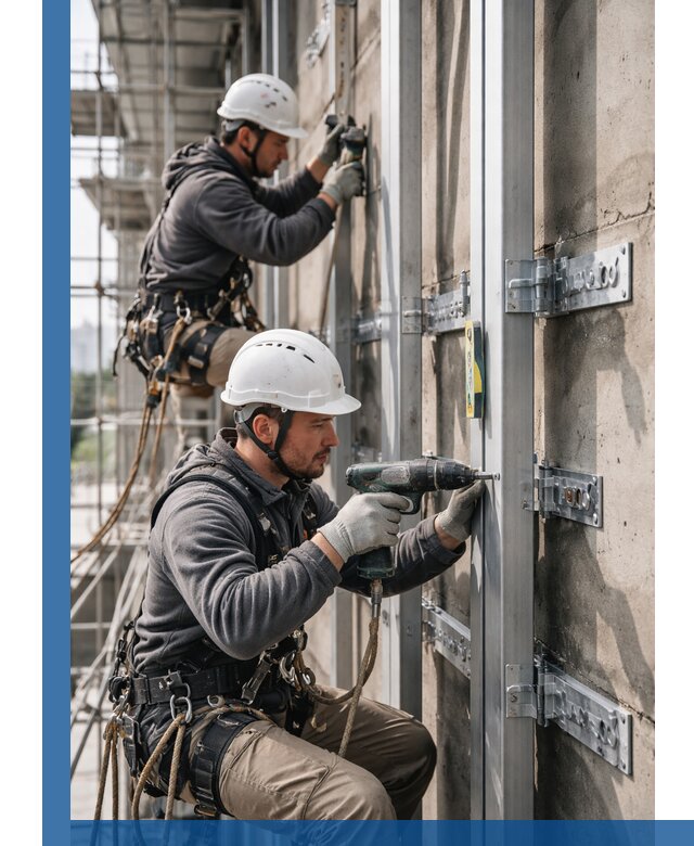 Монтаж и крепление подсистемы вентфасада в Ефремах