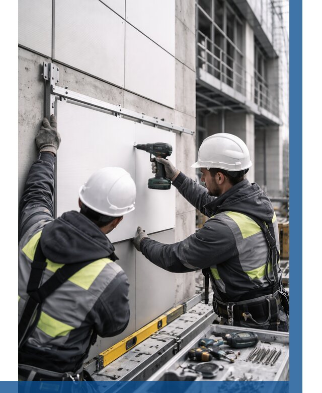 Монтаж композитных панелей фасада в Ефремах от 2561 р. | ВЫСОТНИК-Фрм