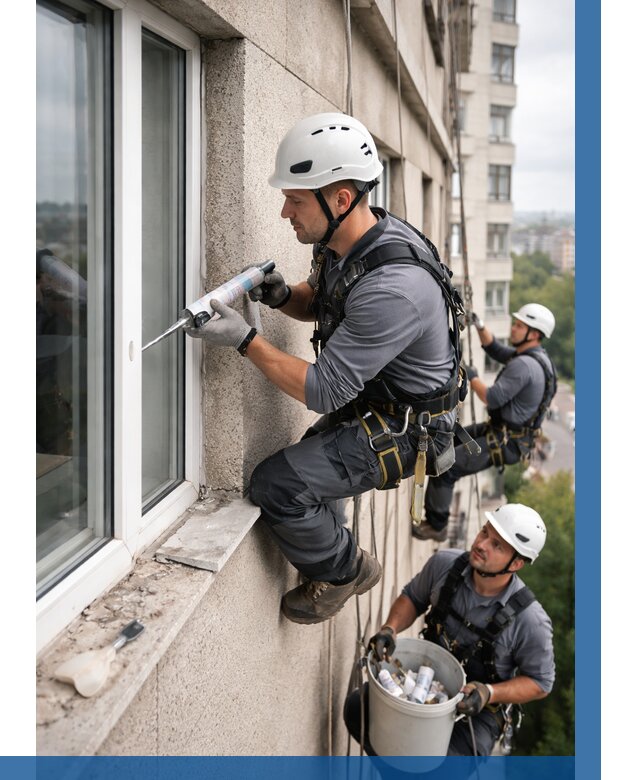 Герметизация оконных швов снаружи в Ефремах от 1537 р. | ВЫСОТНИК-Фрм