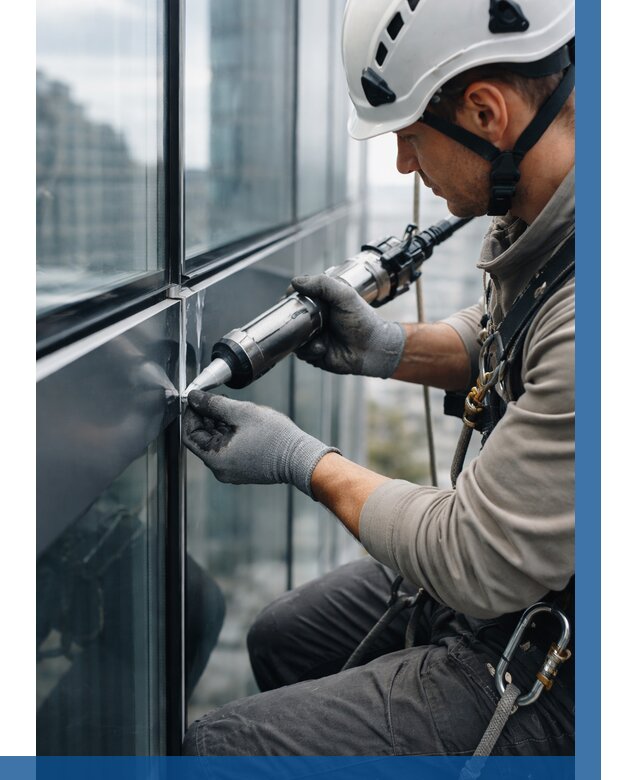 Герметизация стыков витража в Ефремах от 1229 р. | ВЫСОТНИК-Фрм