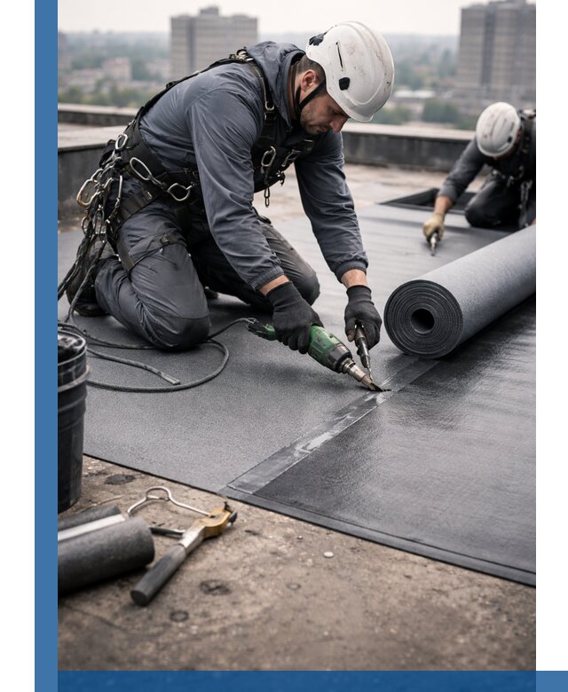 Ремонт мягкой кровли в Ефремах с выездом промальпинистов