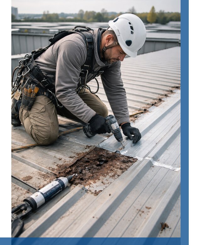 Ремонт профнастила на кровле в Ефремах от 717 р. | ВЫСОТНИК-Фрм