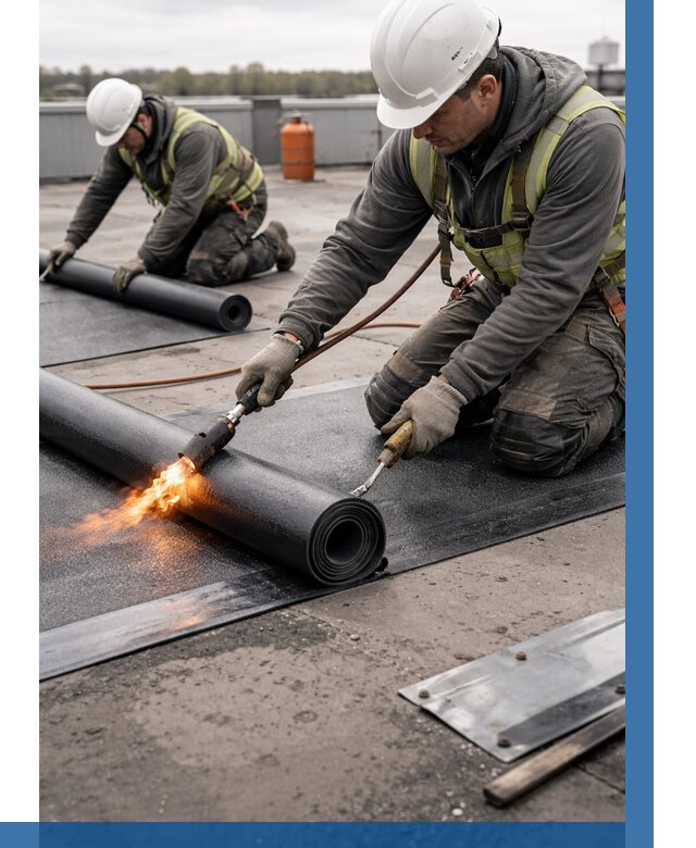 Монтаж наплавляемой кровли в Ефремах от 871 р. — ВЫСОТНИК-Фрм