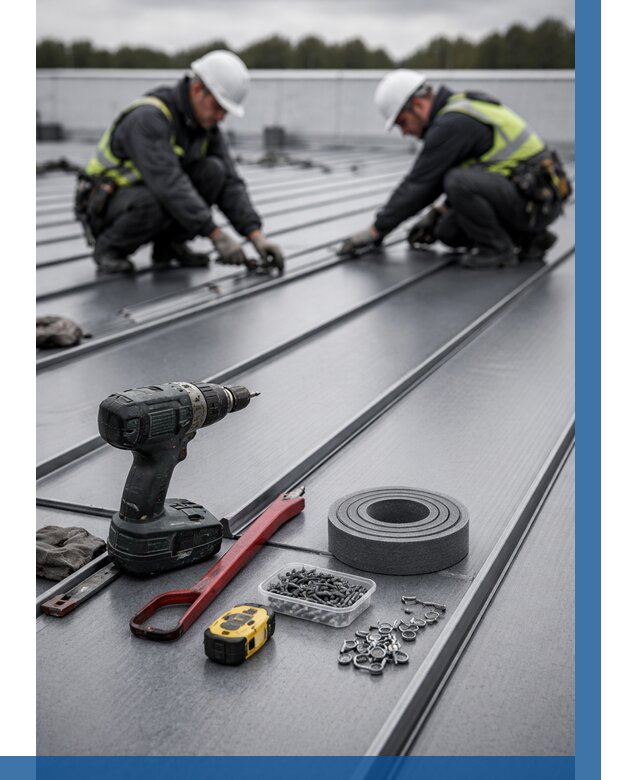 Монтаж фальцевой кровли в Ефремах от 1844 р. | ВЫСОТНИК-Фрм