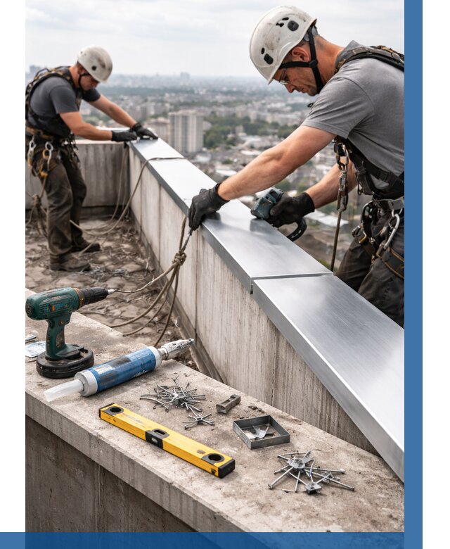 Монтаж парапетных крышек в Ефремах от 820 р. | ВЫСОТНИК-Фрм