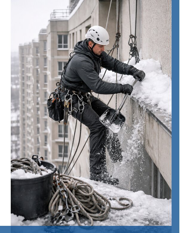 Очистка карнизов от снега в Ефремах от 307 р. | ВЫСОТНИК-Фрм