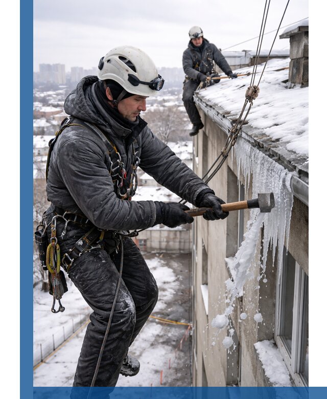 Сбивание и удаление сосулек с крыши в Ефремах безопасно