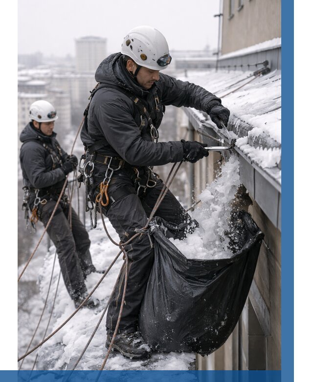 Аварийная очистка крыши в Ефремах под ключ от 307 р. | ВЫСОТНИК-Фрм