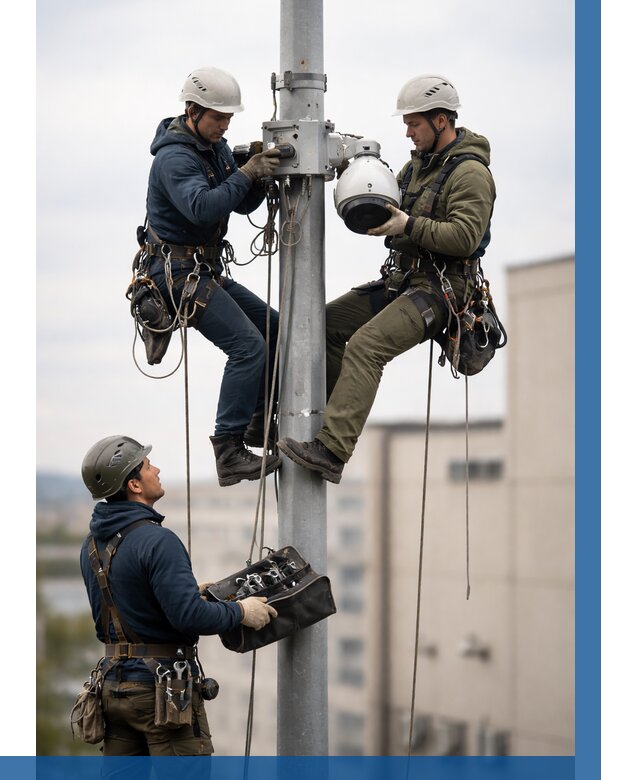 Установка видеокамер на мачте в Ефремах от 8708 р. | ВЫСОТНИК-Фрм