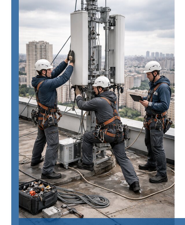 Монтаж антенн связи на крыше в Ефремах с вводом в эксплуатацию