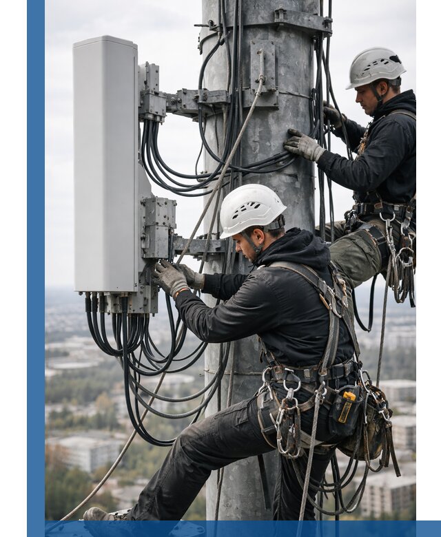 Монтаж оборудования связи на мачте в Ефремах с пусконаладкой