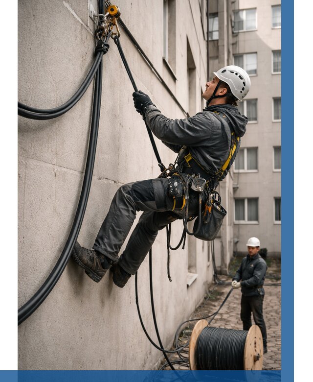 Протяжка кабеля питания на высоте в Ефремах от 461 р. | ВЫСОТНИК-Фрм