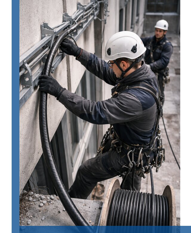 Протяжка кабеля питания на высоте в Ефремах с гарантией безопасности и качества