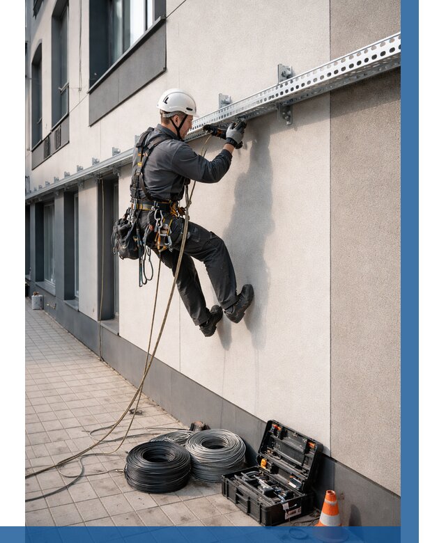 Монтаж кабельных лотков на фасаде в Ефремах от 1229 р. | ВЫСОТНИК-Фрм