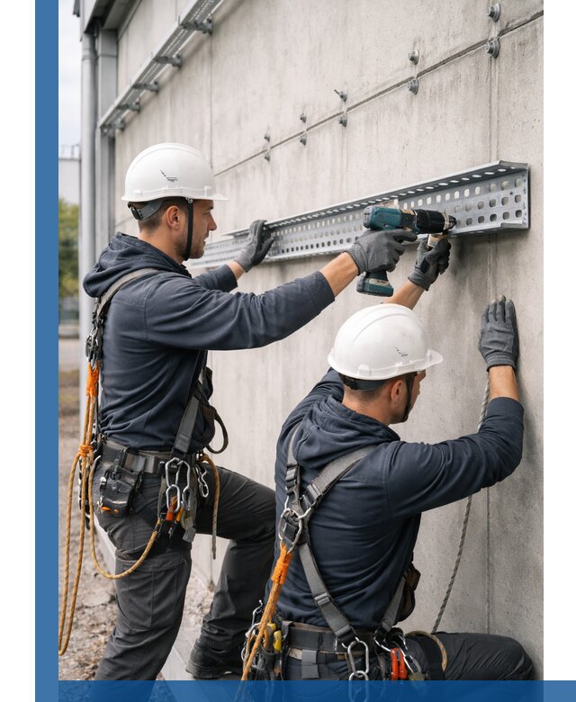 Монтаж кабельных лотков на фасаде зданий в Ефремах с гарантией