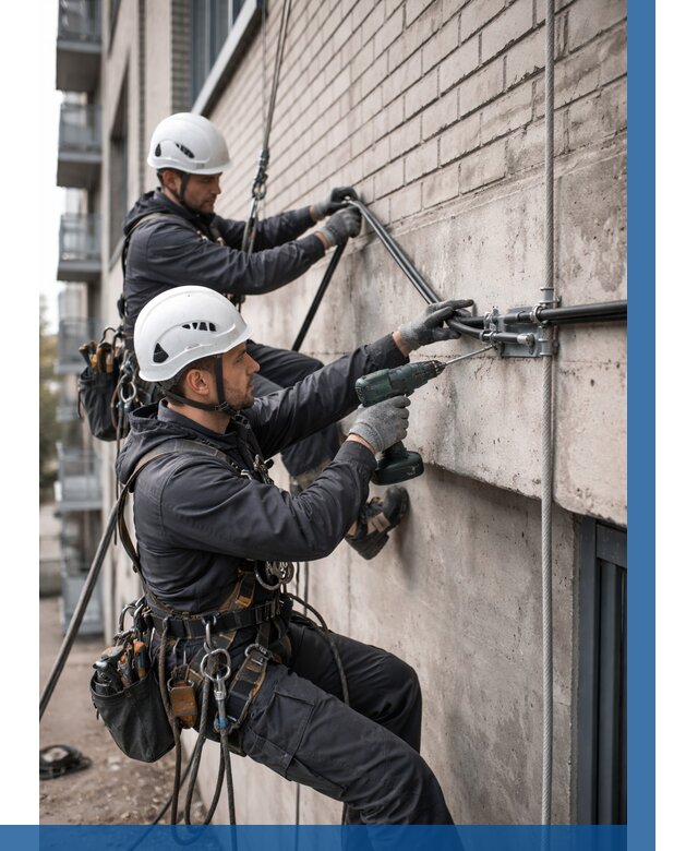 Крепление кабеля на фасаде в Ефремах от 359 р. | ВЫСОТНИК-Фрм