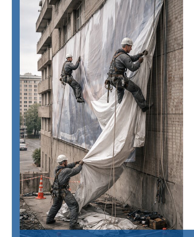 Демонтаж баннеров с фасада в Ефремах оперативно и безопасно