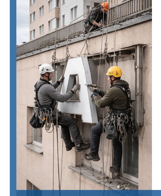 Ремонт и восстановление наружных вывесок на высоте в Ефремах