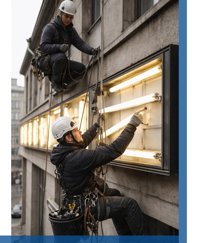 Замена ламп в вывеске в Ефремах под ключ от 3586 р. | ВЫСОТНИК-Фрм