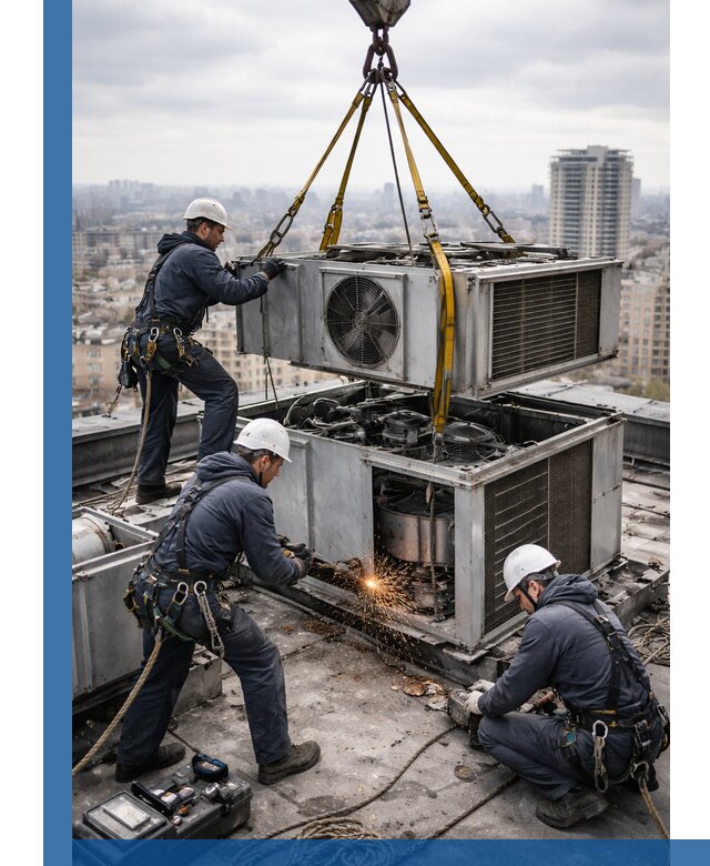 Демонтаж крышной установки в Ефремах любой сложности