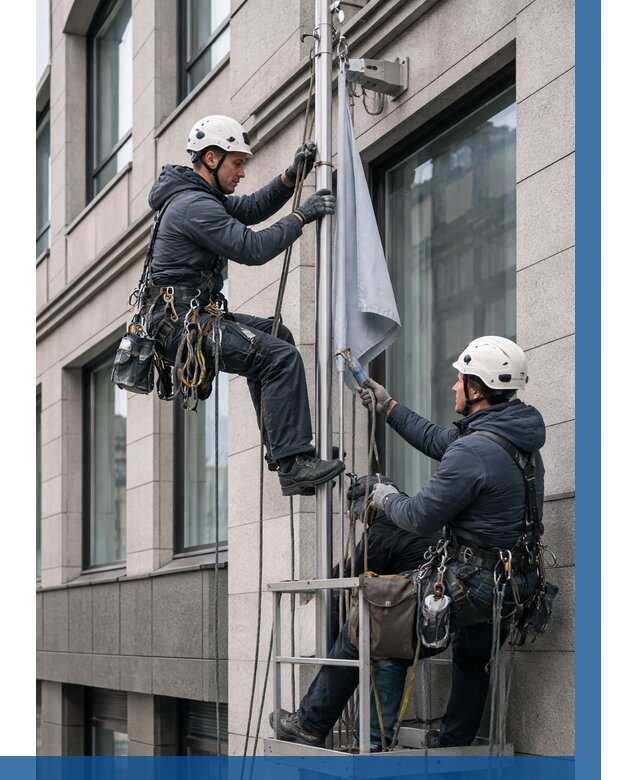 Установка флагов на фасаде в Ефремах от 4610 р. | ВЫСОТНИК-Фрм