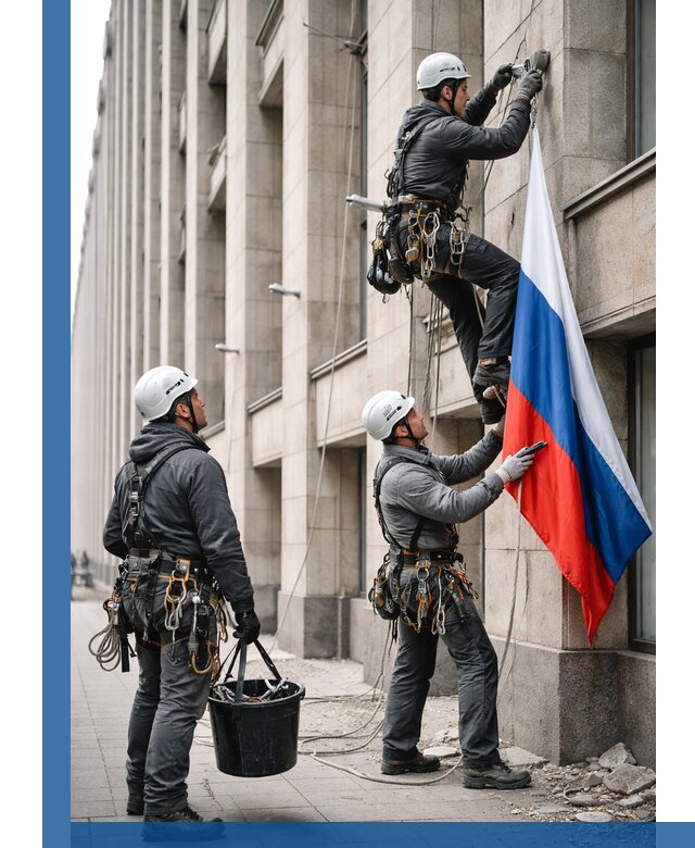 Профессиональная установка флагов на фасаде в Ефремах