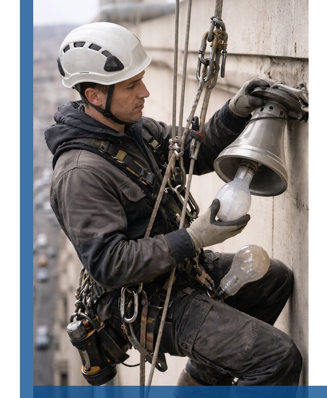 Замена ламп на высоте в Ефремах профессионально и быстро