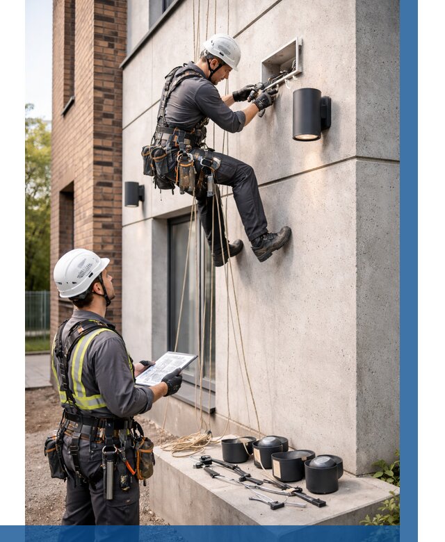 Монтаж фасадного освещения в Ефремах от 2561 р. | ВЫСОТНИК-Фрм