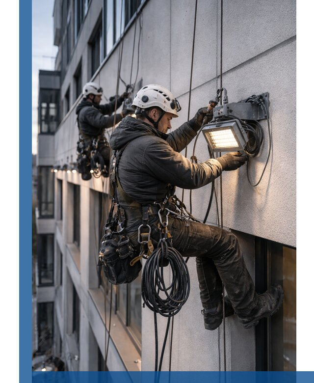 Монтаж фасадного освещения в Ефремах установка и подключение