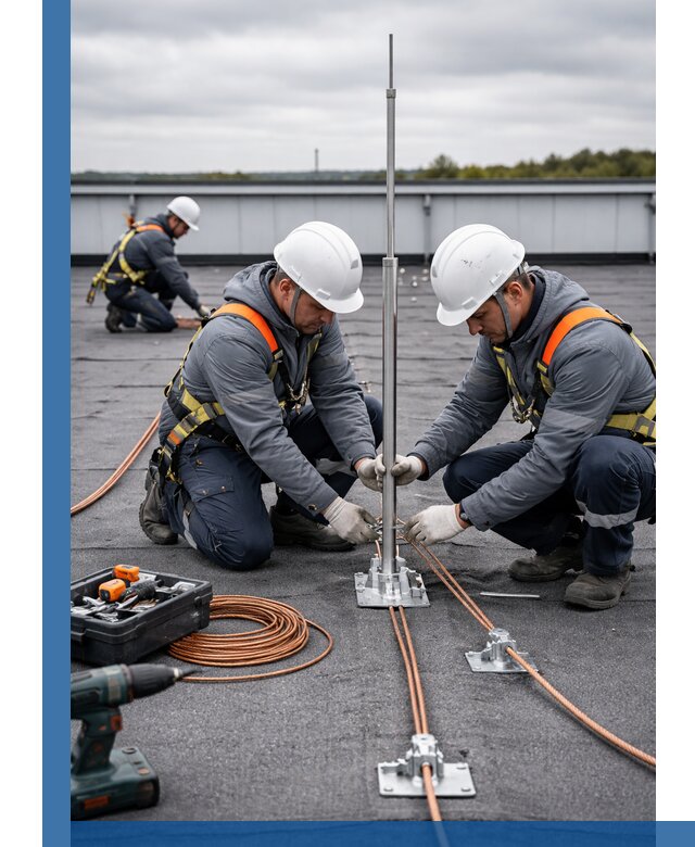 Монтаж молниезащиты на кровле в Ефремах под ключ с гарантией