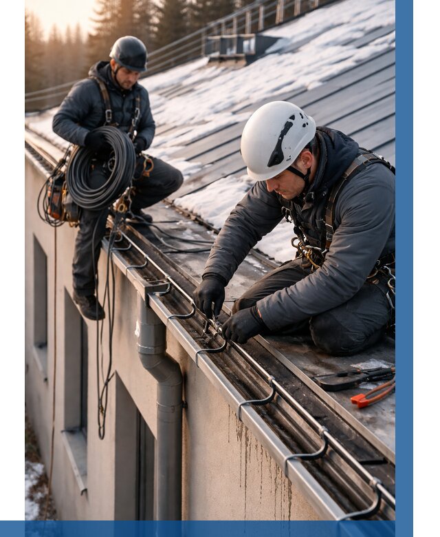 Монтаж греющего кабеля на кровле в Ефремах от 461 р. | ВЫСОТНИК-Фрм