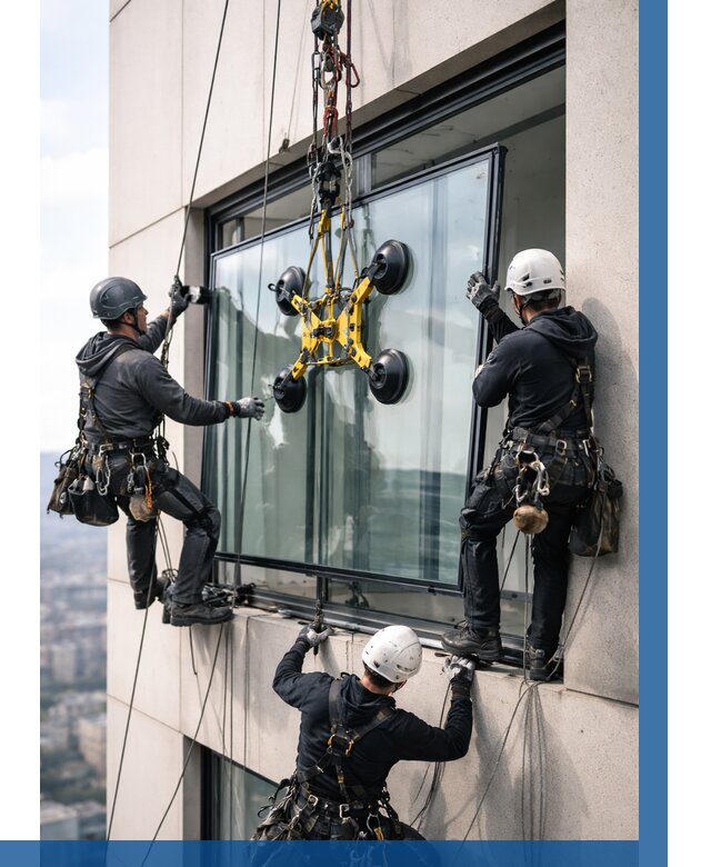 Монтаж стеклопакетов на высоте в Ефремах от 3278 р. | ВЫСОТНИК-Фрм