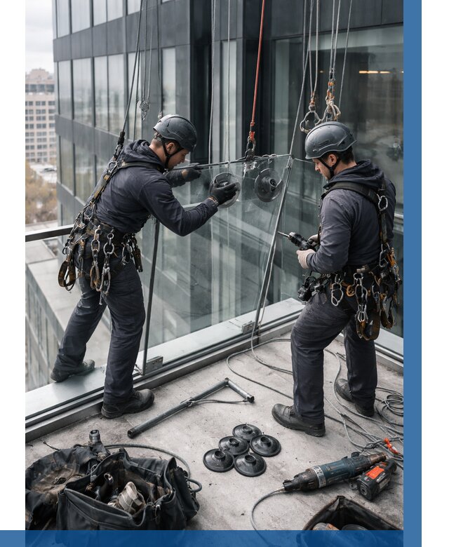 Монтаж стеклянных ограждений в Ефремах от 2561 р. | ВЫСОТНИК-Фрм