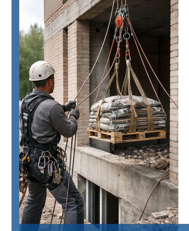 Подъем материалов на этаж веревками в Ефремах оперативно