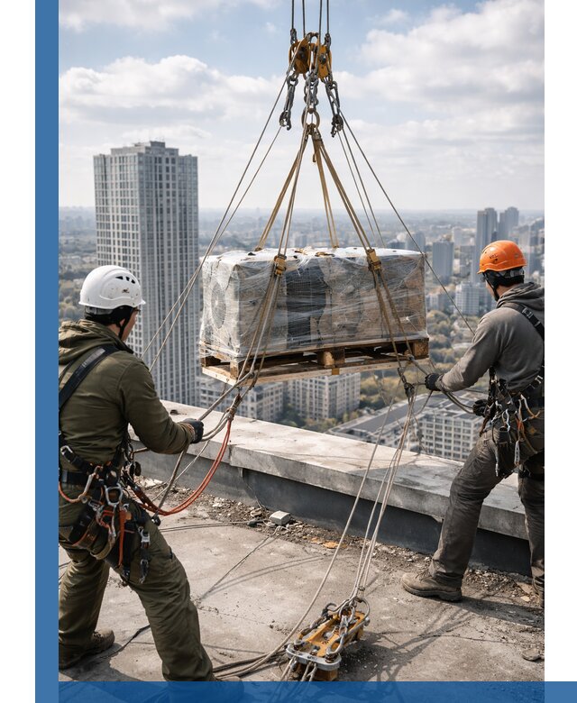 Подъем и монтаж крупногабаритных грузов на крышу в Ефремах