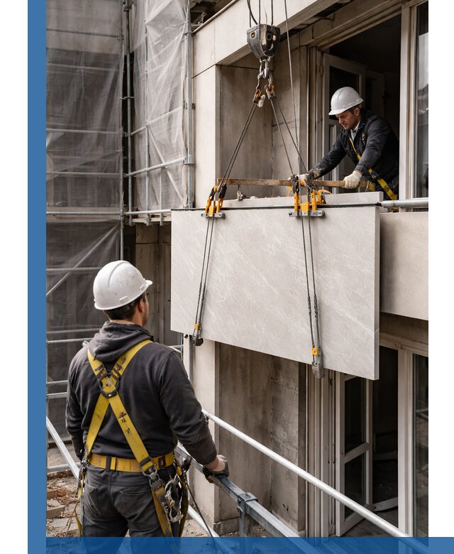 Подъем керамогранита на этаж в Ефремах грузчиками и техникой