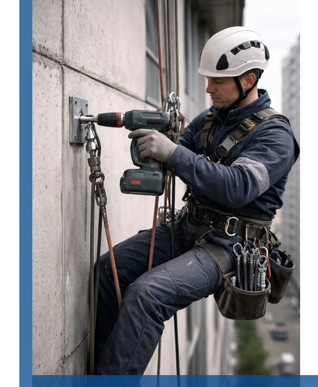 Установка анкерных точек для высотных работ в Ефремах